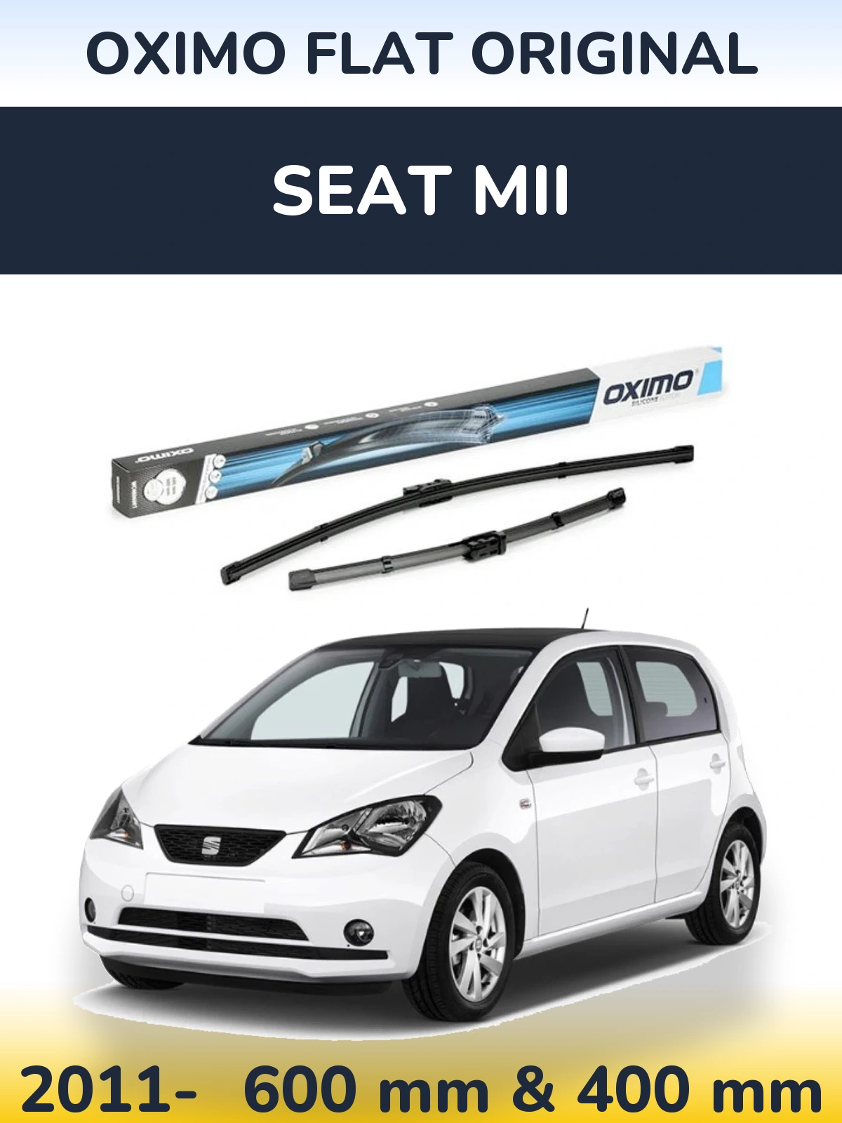 Комплект передних дворников Oximo Flat Original 600 & 400 мм для SEAT Mii 2011-2026