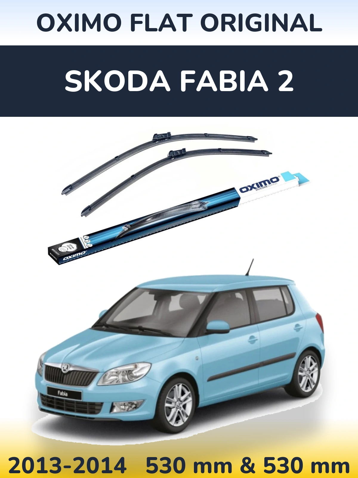 Комплект передних дворников Oximo Flat Original 530 & 530 мм для Skoda Fabia 2 2013-2014