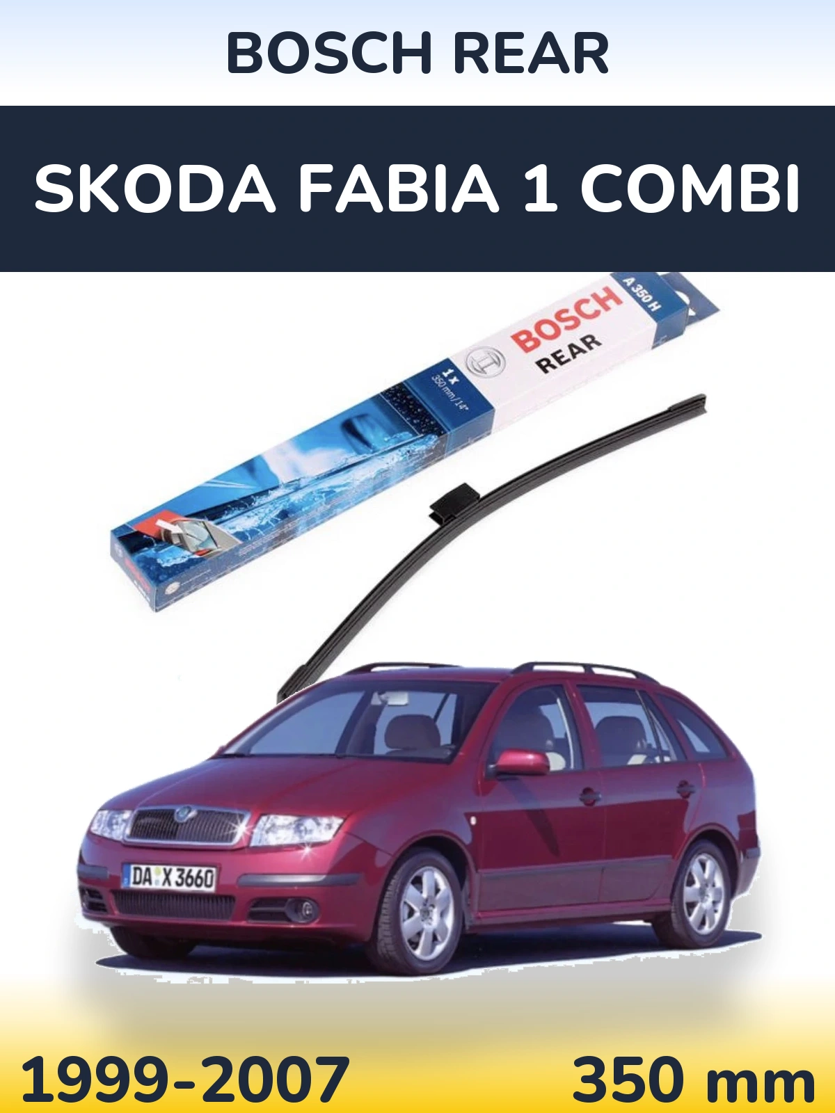 Rear wiper blade BOSCH Rear 350 mm for Skoda Fabia 1 Combi 1999-2007