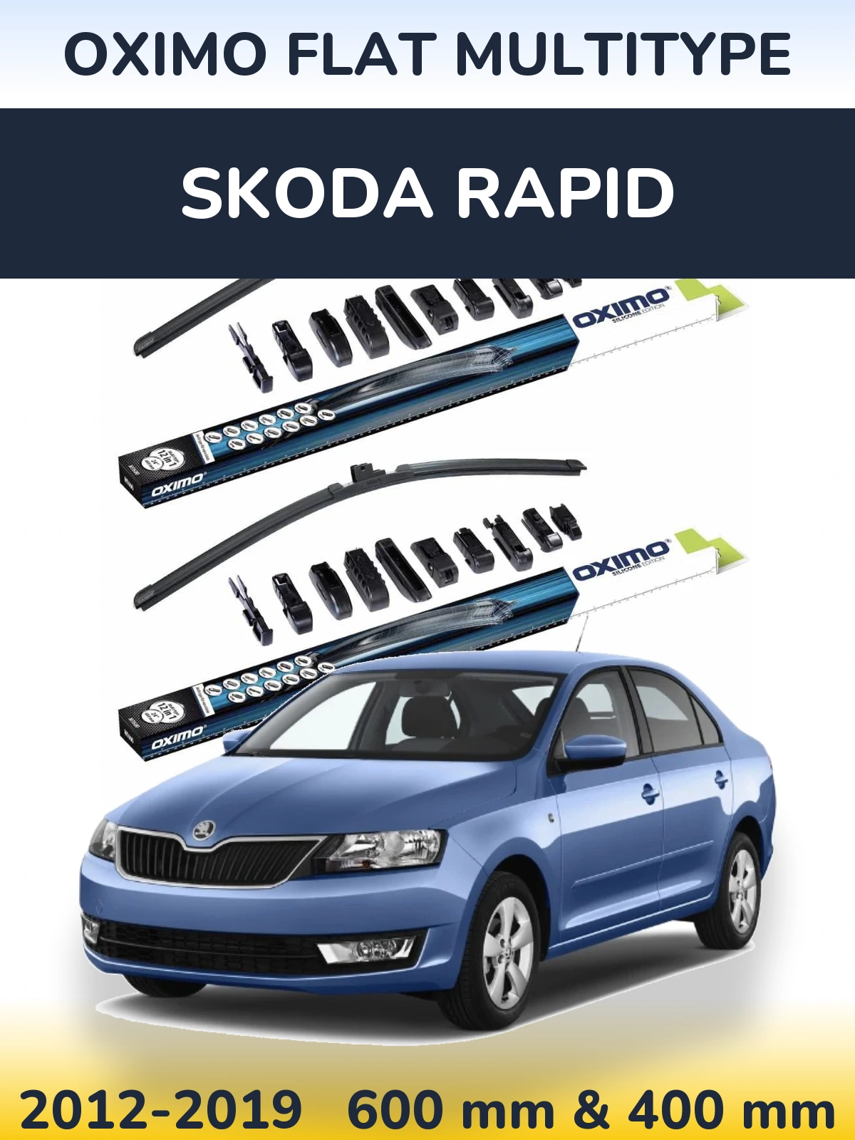 Komplet przednich wycieraczek Oximo Flat MultiType 600 & 400 mm do Skoda Rapid 2012-2019