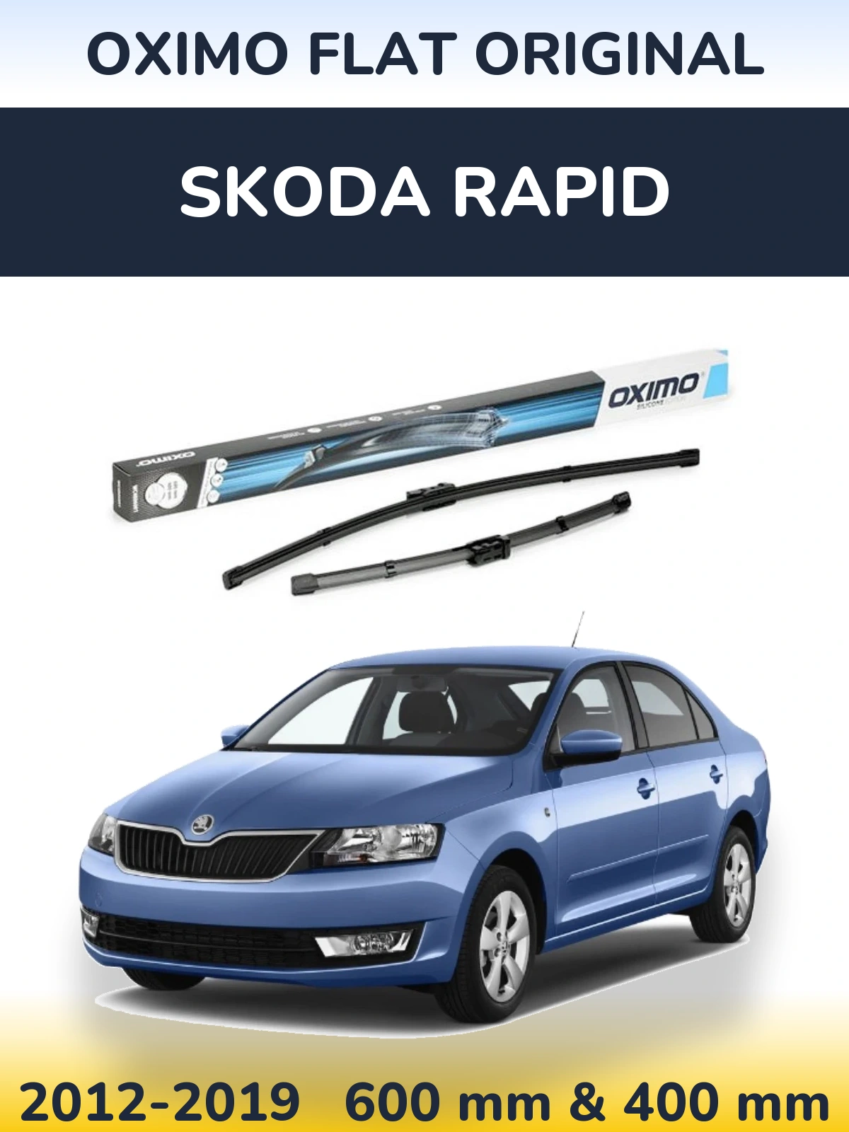 Комплект передних дворников Oximo Flat Original 600 & 400 мм для Skoda Rapid 2012-2019