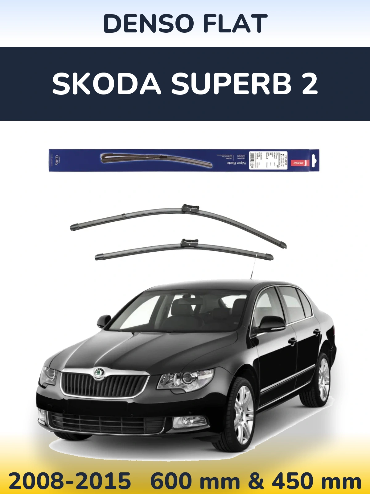 Komplet przednich wycieraczek Denso Flat 600 & 450 mm do Skoda Superb 2 2008-2015