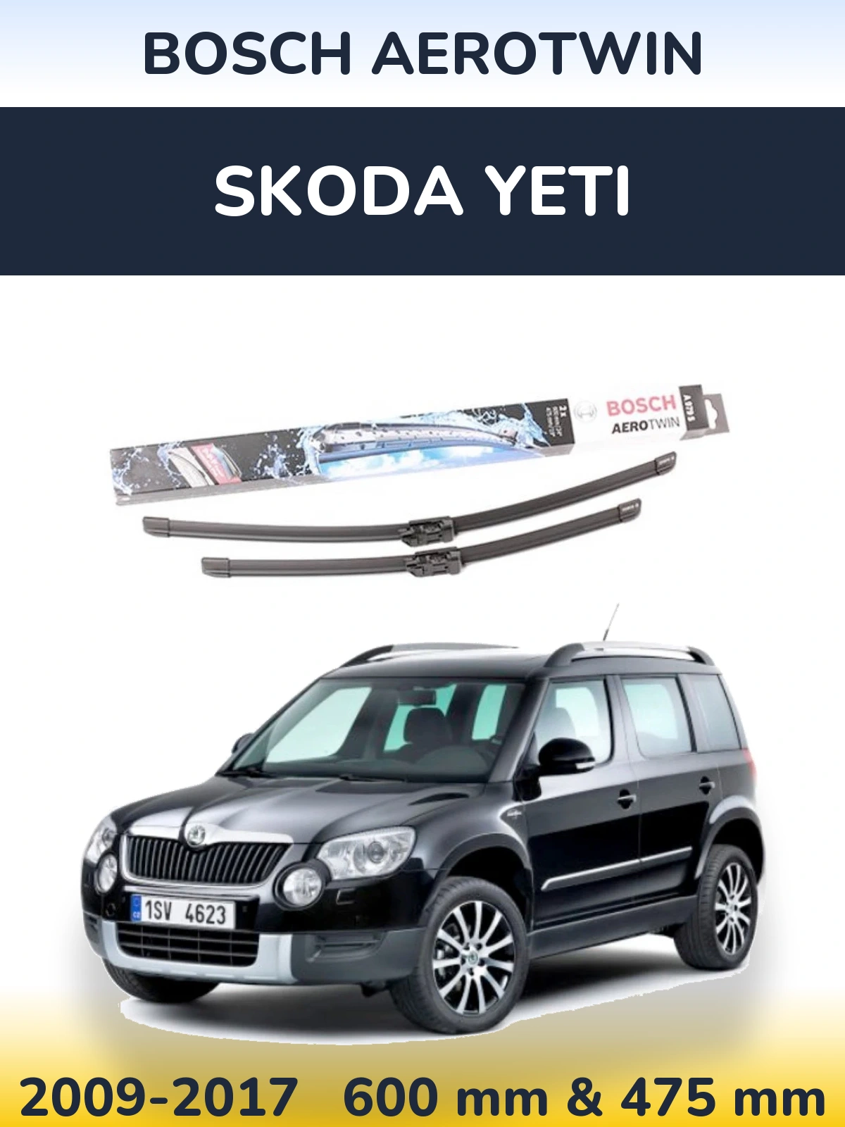 Komplet przednich wycieraczek BOSCH AeroTwin 600 & 475 mm do Skoda Yeti 2009-2017