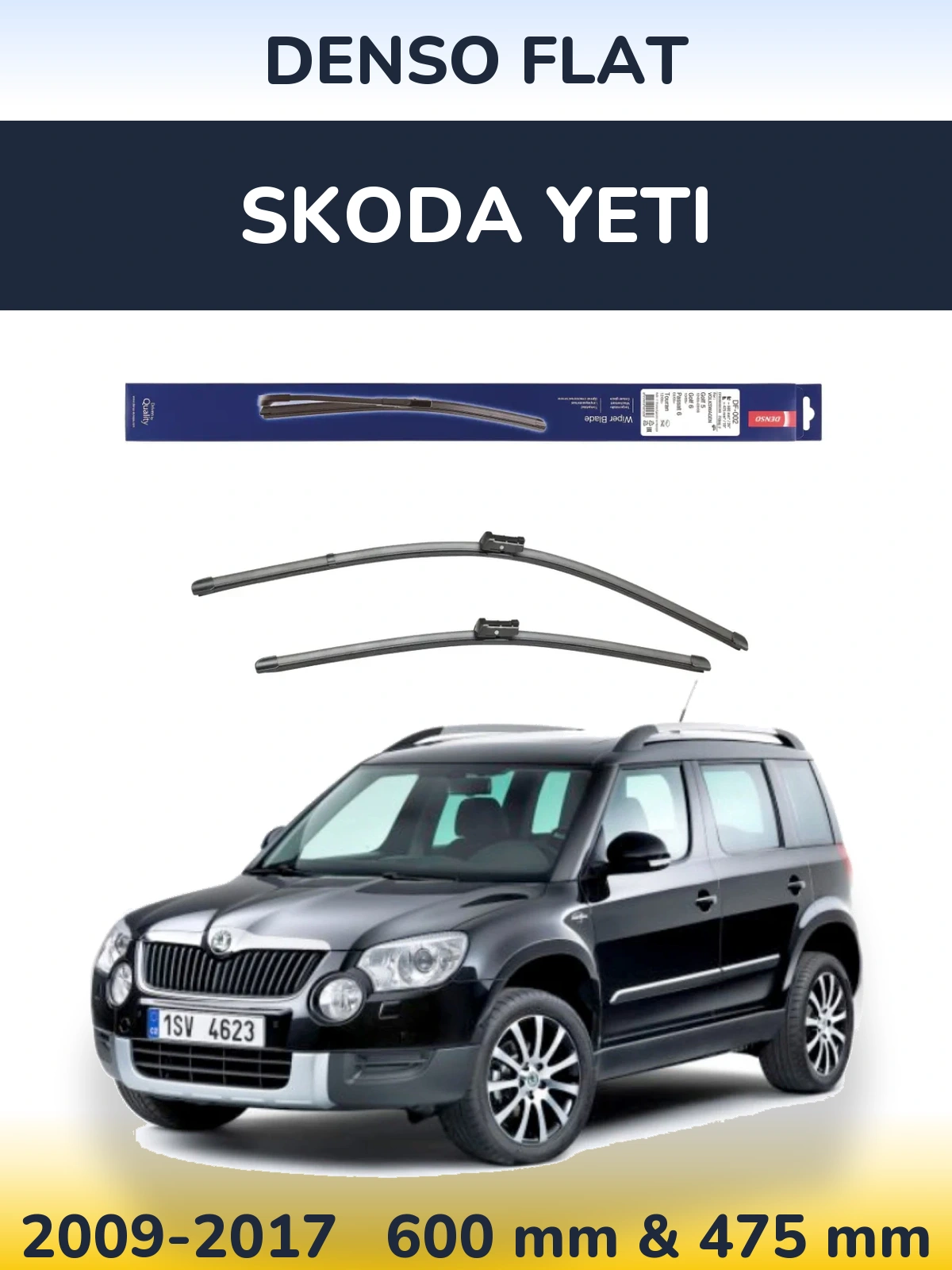 Komplet przednich wycieraczek Denso Flat 600 & 475 mm do Skoda Yeti 2009-2017