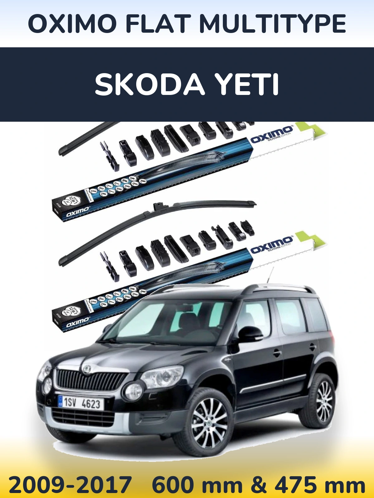 Komplet przednich wycieraczek Oximo Flat MultiType 600 & 475 mm do Skoda Yeti 2009-2017