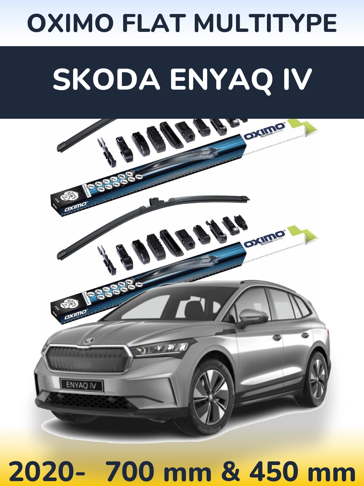 Komplet przednich wycieraczek Oximo Flat MultiType 700 & 450 mm do Skoda Enyaq iV 2020-2026