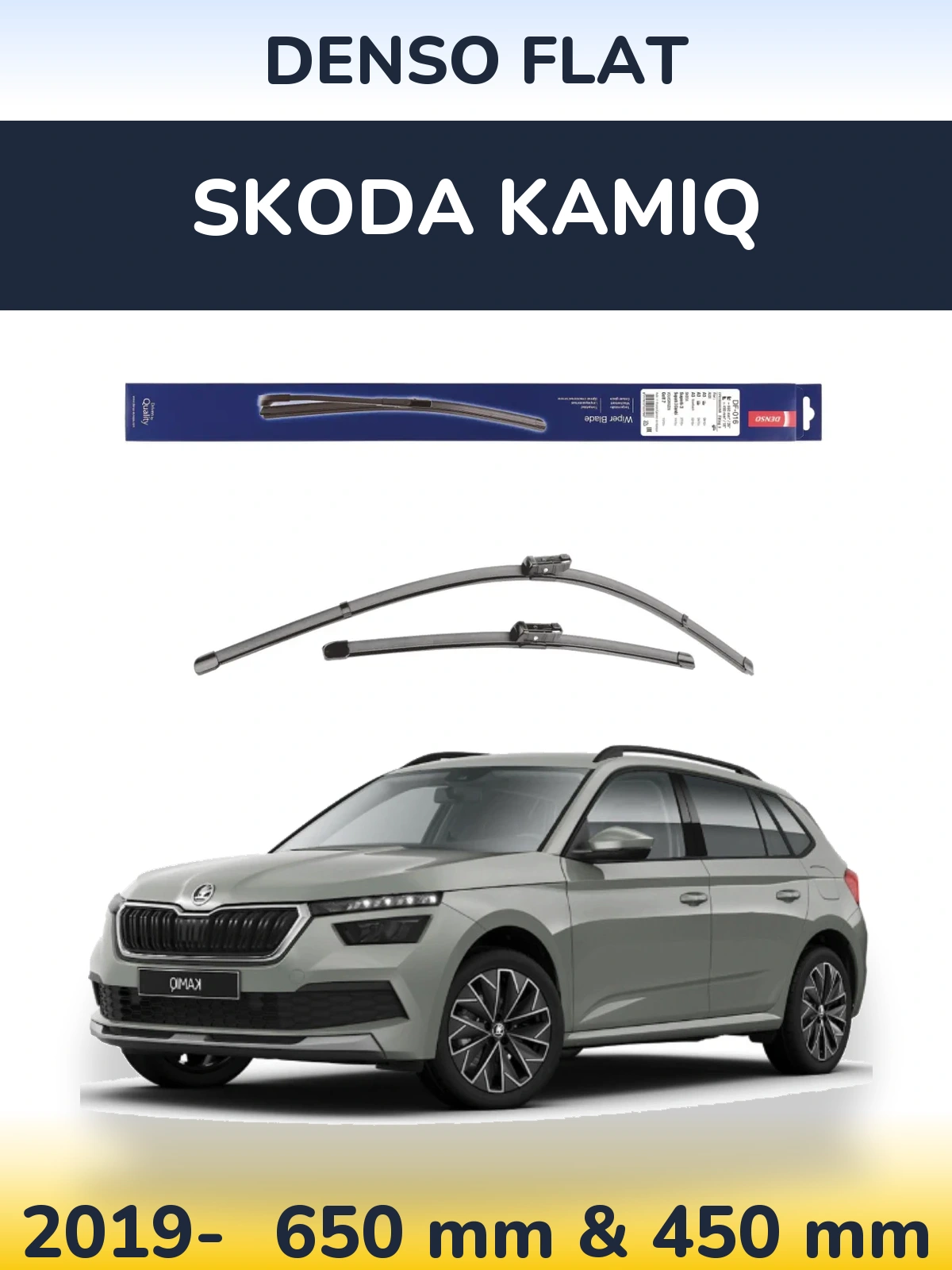 Комплект передних дворников Denso Flat 650 & 450 мм для Skoda Kamiq 2019-2026