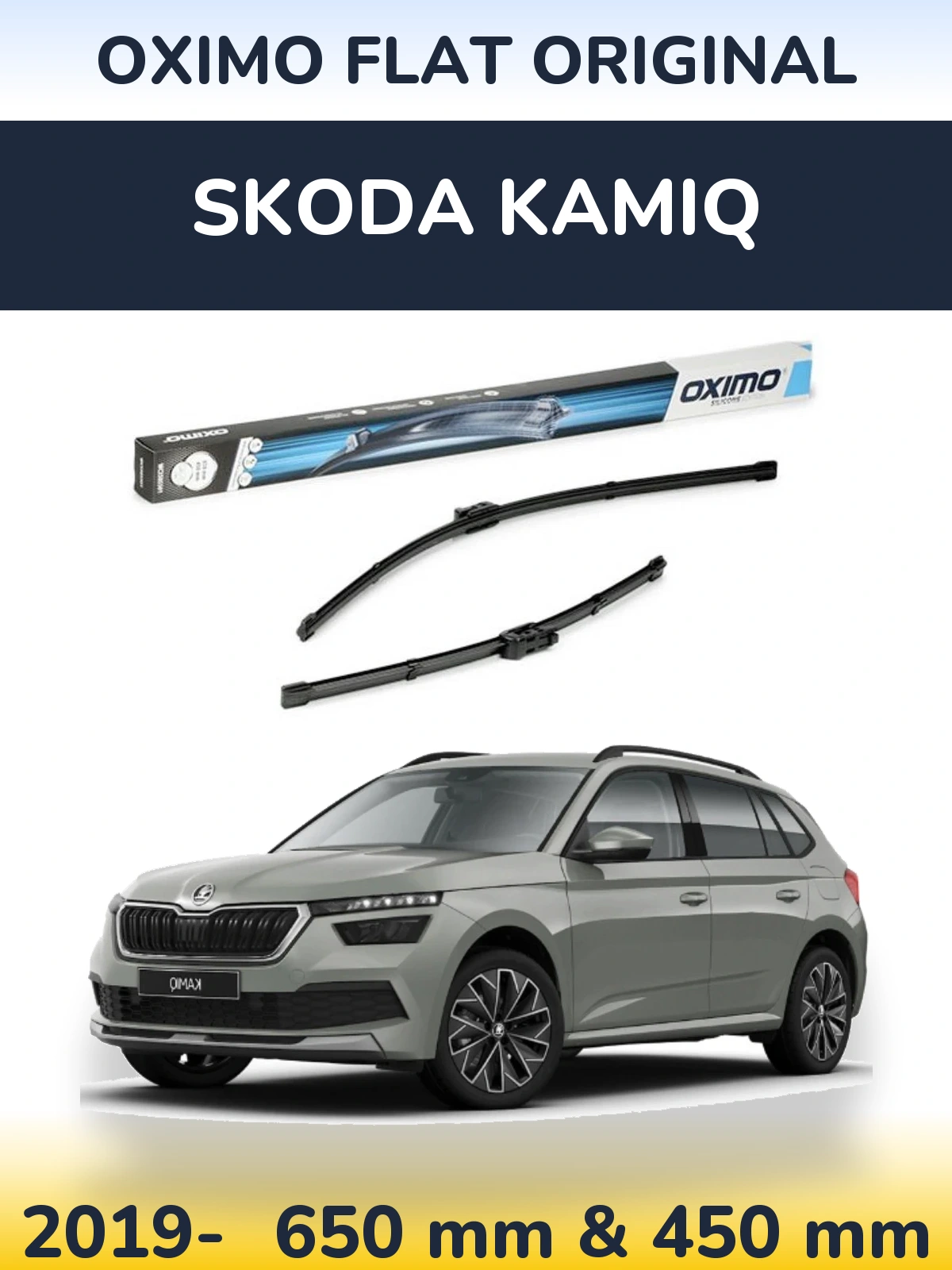 Комплект передних дворников Oximo Flat Original 650 & 450 мм для Skoda Kamiq 2019-2026