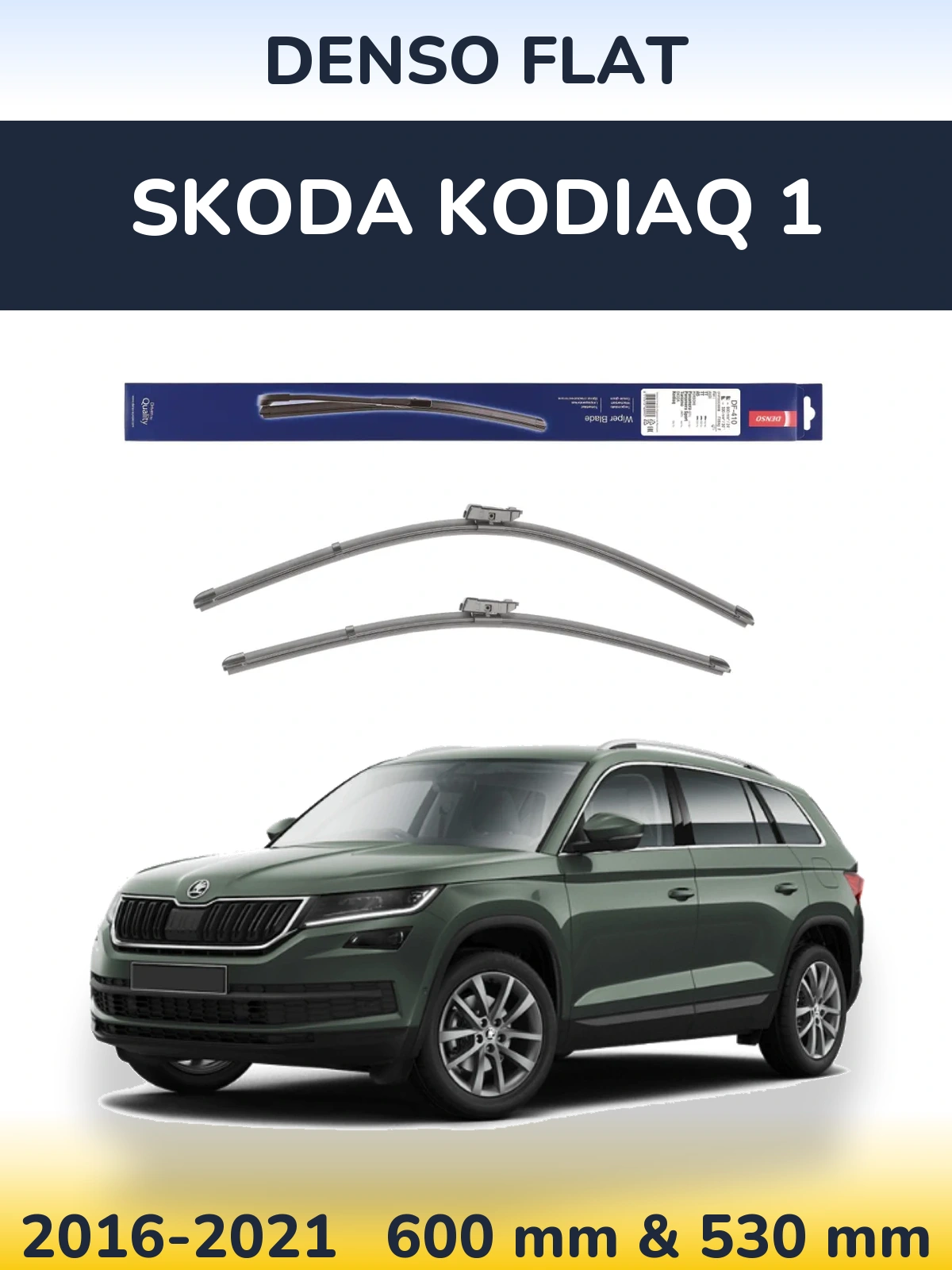Komplet przednich wycieraczek Denso Flat 600 & 520 mm do Skoda Kodiaq 1 2016-2021