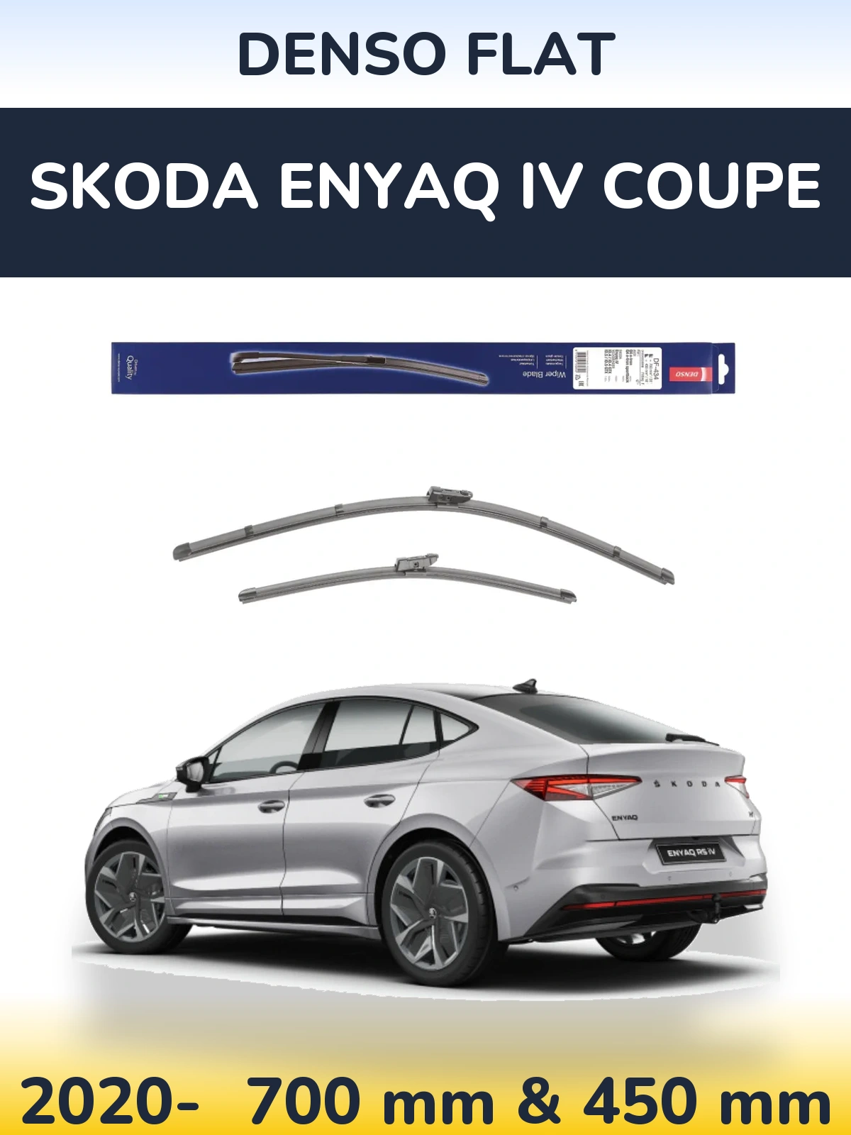 Комплект передних дворников Denso Flat 700 & 450 мм для Skoda Enyaq iV Coupe 2020-2026
