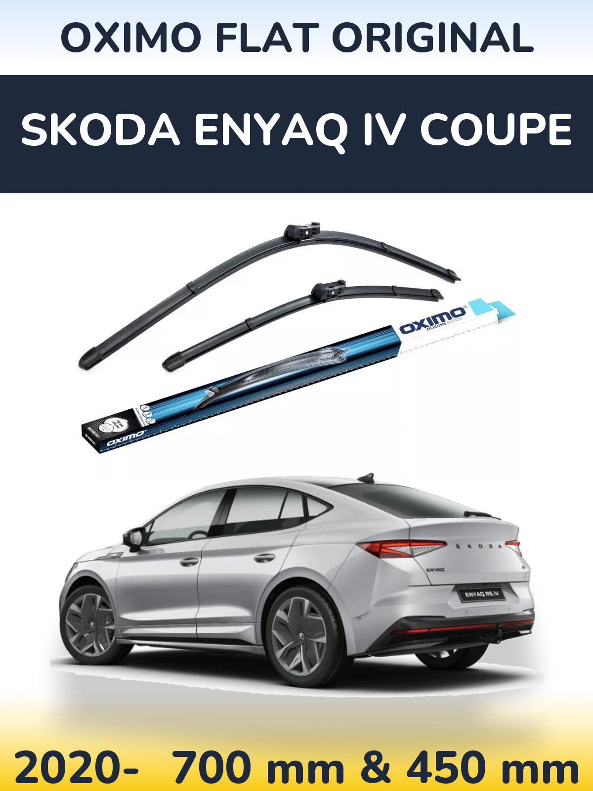 Комплект передних дворников Oximo Flat Original 700 & 450 мм для Skoda Enyaq iV Coupe 2020-2026