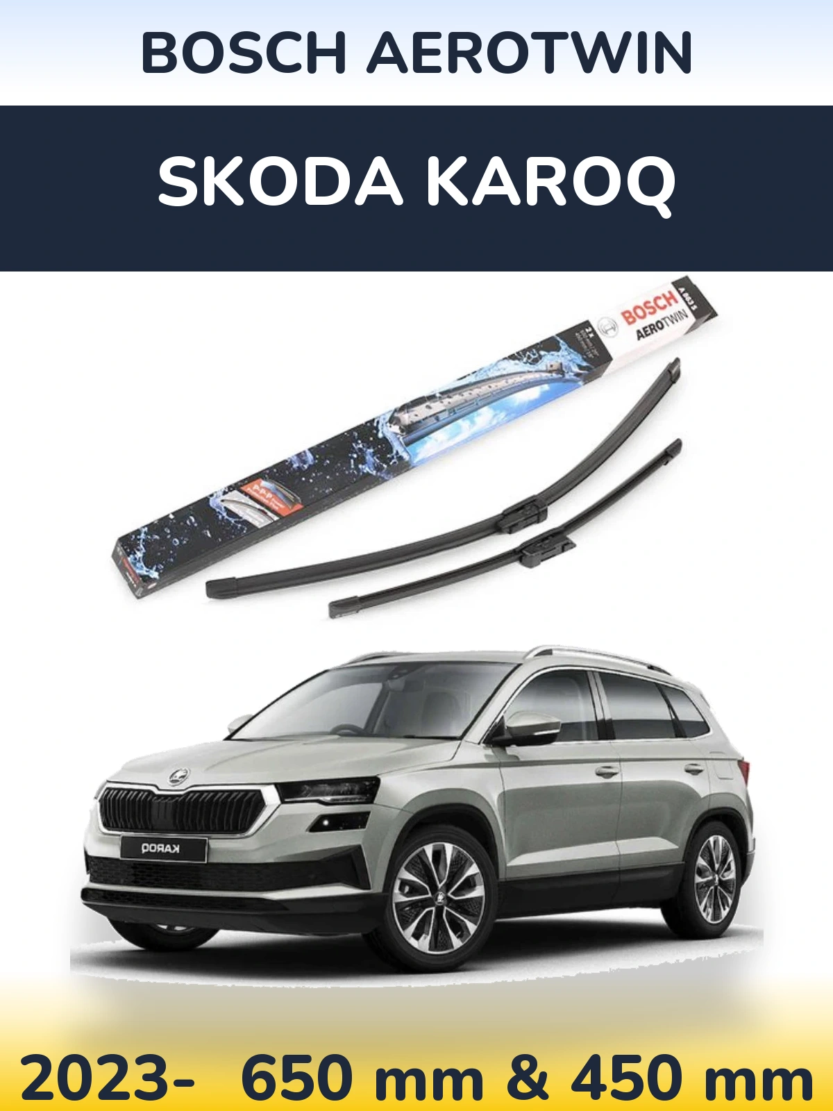 Komplet przednich wycieraczek BOSCH AeroTwin 650 & 450 mm do Skoda Karoq 2023-2026