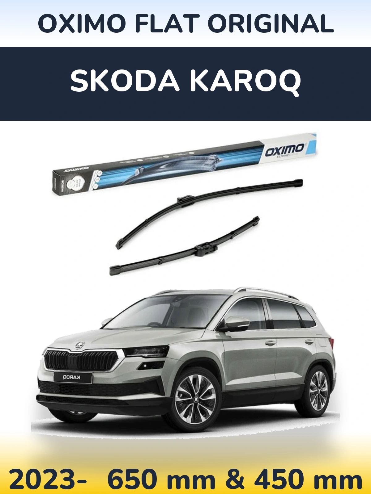 Комплект передних дворников Oximo Flat Original 650 & 450 мм для Skoda Karoq 2023-2026