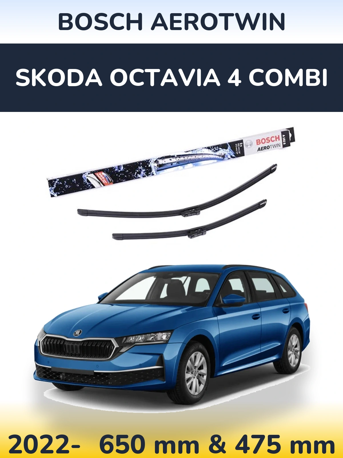 Komplet przednich wycieraczek BOSCH AeroTwin 650 & 475 mm do Skoda Octavia 4 Combi 2022-2026