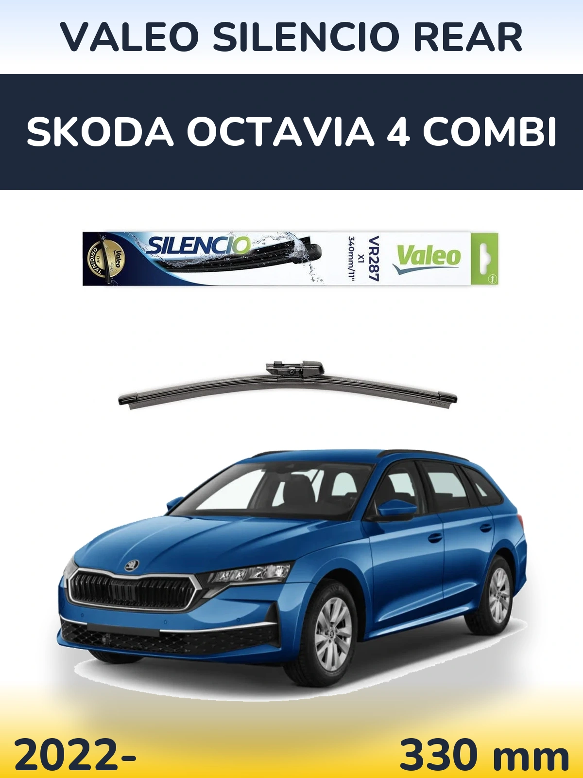 Rear wiper blade Valeo Silencio Rear 340 mm for Skoda Octavia 4 Combi 2022-2026