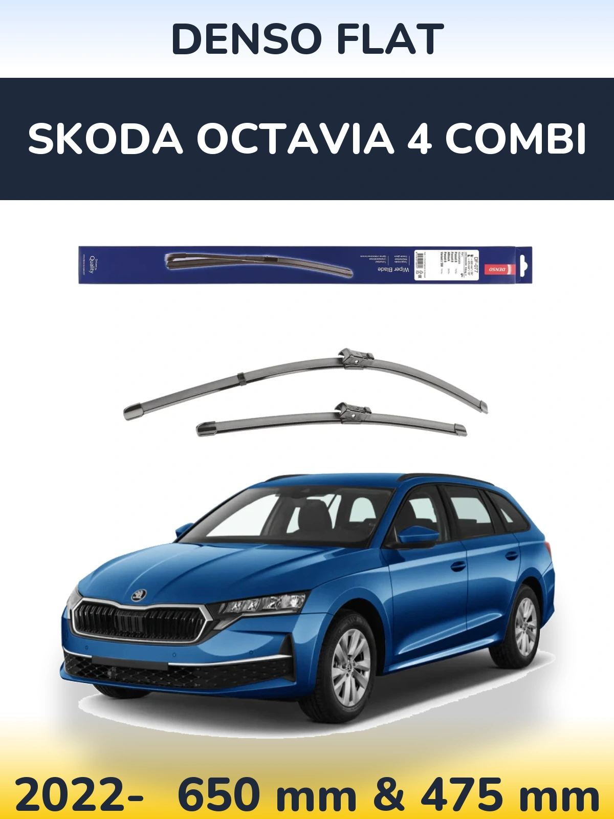 Komplet przednich wycieraczek Denso Flat 650 & 475 mm do Skoda Octavia 4 Combi 2022-2026