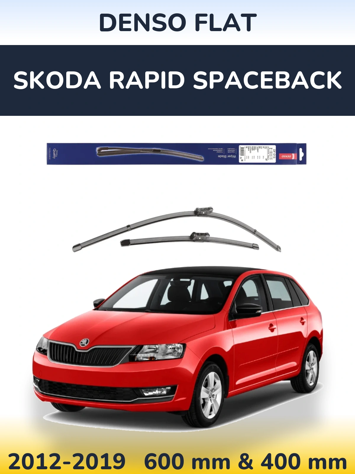 Komplet przednich wycieraczek Denso Flat 600 & 380 mm do Skoda Rapid Spaceback 2012-2019