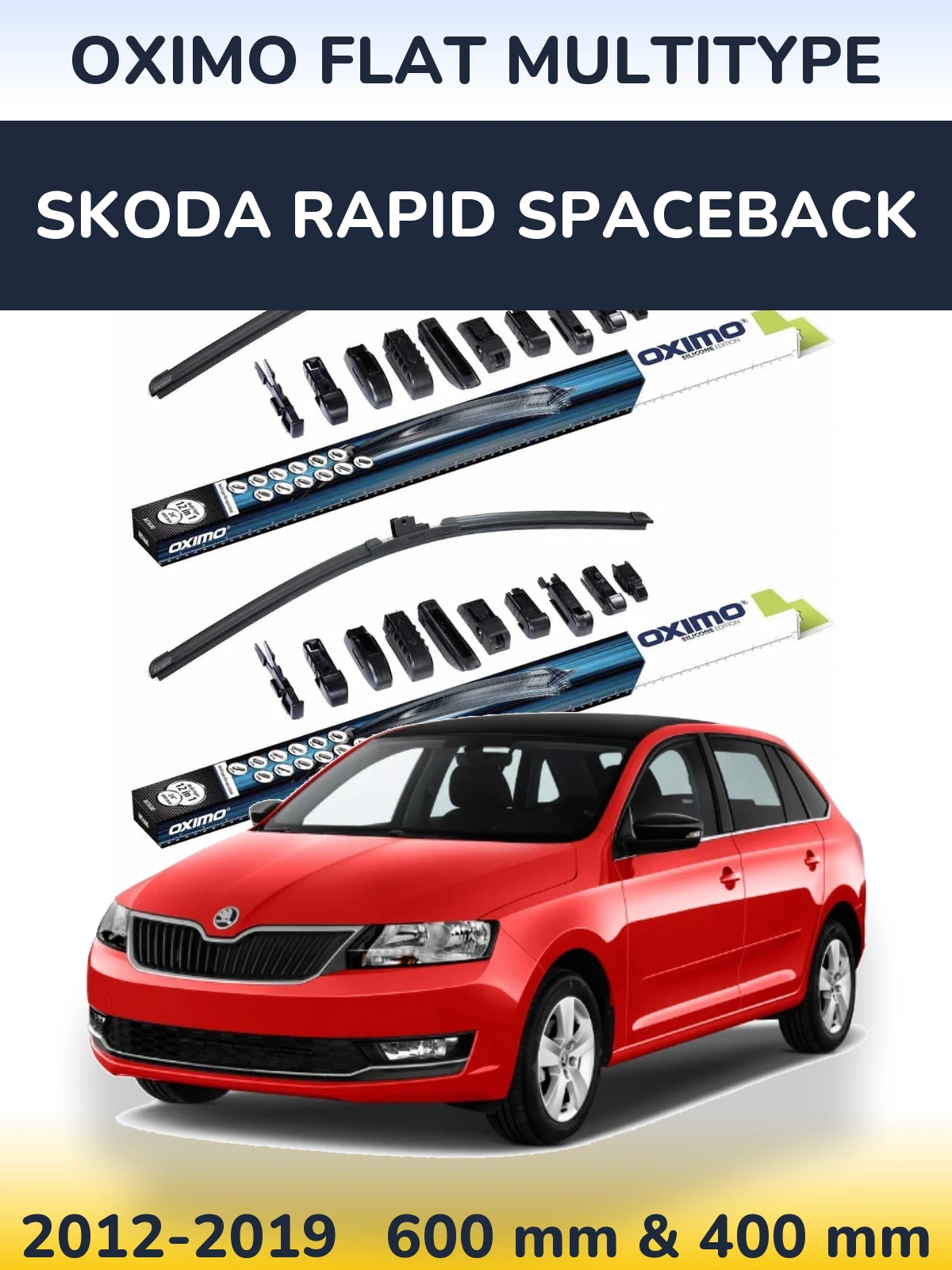 Komplet przednich wycieraczek Oximo Flat MultiType 600 & 400 mm do Skoda Rapid Spaceback 2012-2019