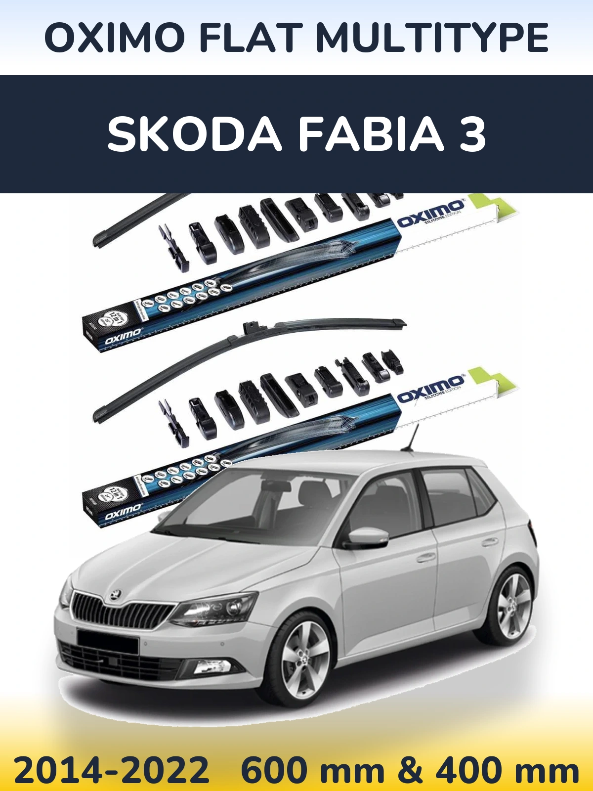 Front wiper blade set Oximo Flat MultiTypee 600 & 400 mm for Skoda Fabia 3 2014-2022