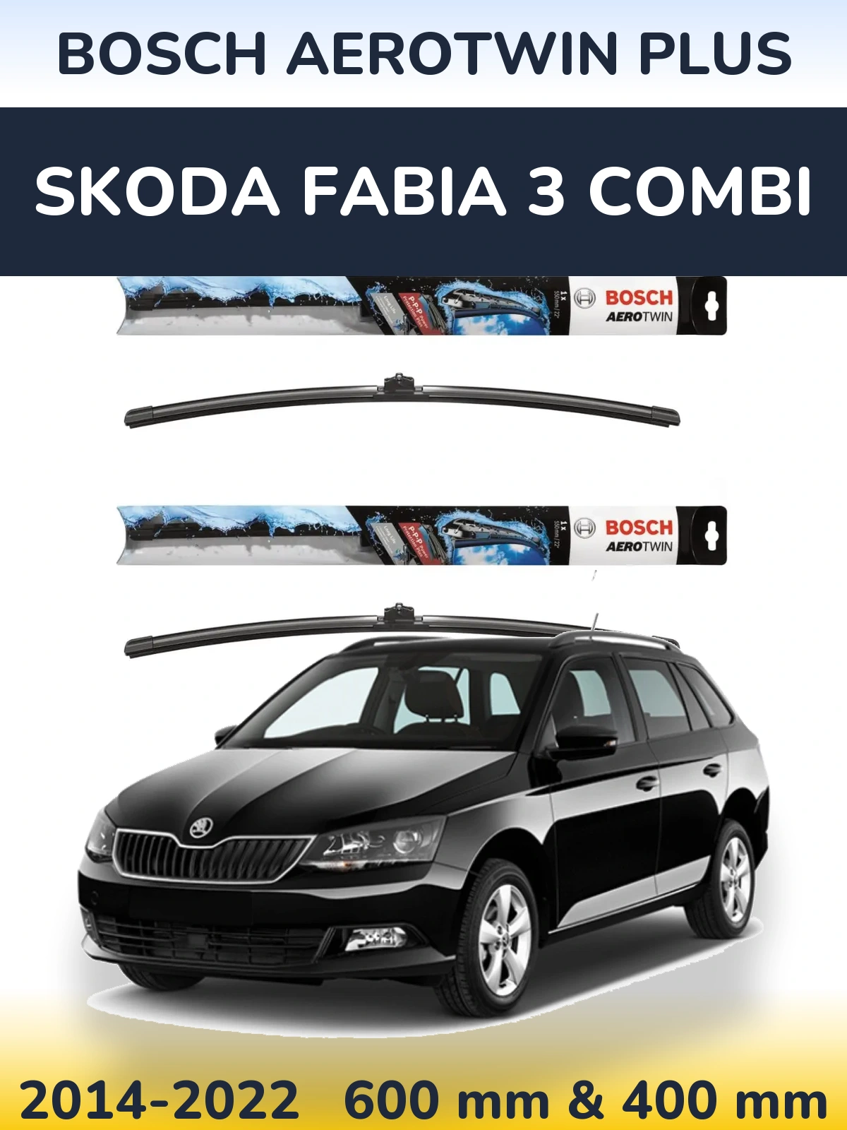 Komplet przednich wycieraczek BOSCH AeroTwin Plus 600 & 400 mm do Skoda Fabia 3 Combi 2014-2022