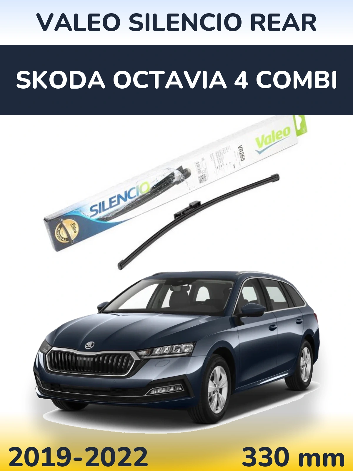 Rear wiper blade Valeo Silencio Rear 335 mm for Skoda Octavia 4 Combi 2019-2022
