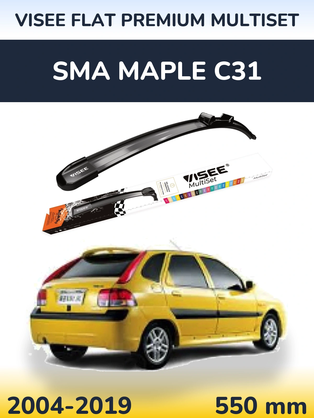 Przednia wycieraczka VISEE FLAT PREMIUM MultiSet 550 mm do SMA Maple C31 2004-2019