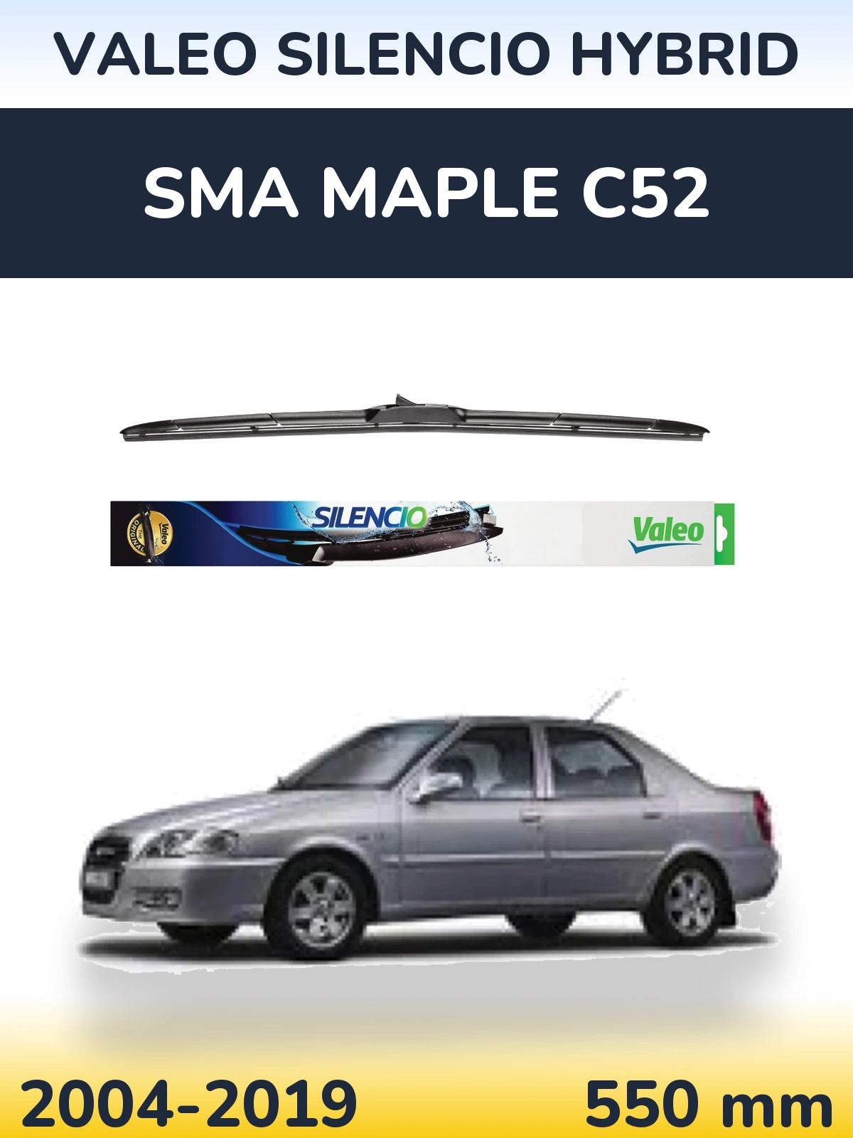 Передний дворник Valeo Silencio Hybrid 550 мм для SMA Maple C52 2004-2019