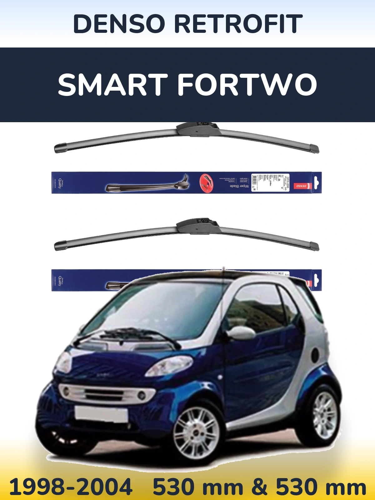 Komplet przednich wycieraczek Denso Retrofit 530 & 530 mm do Smart Fortwo 1998-2004