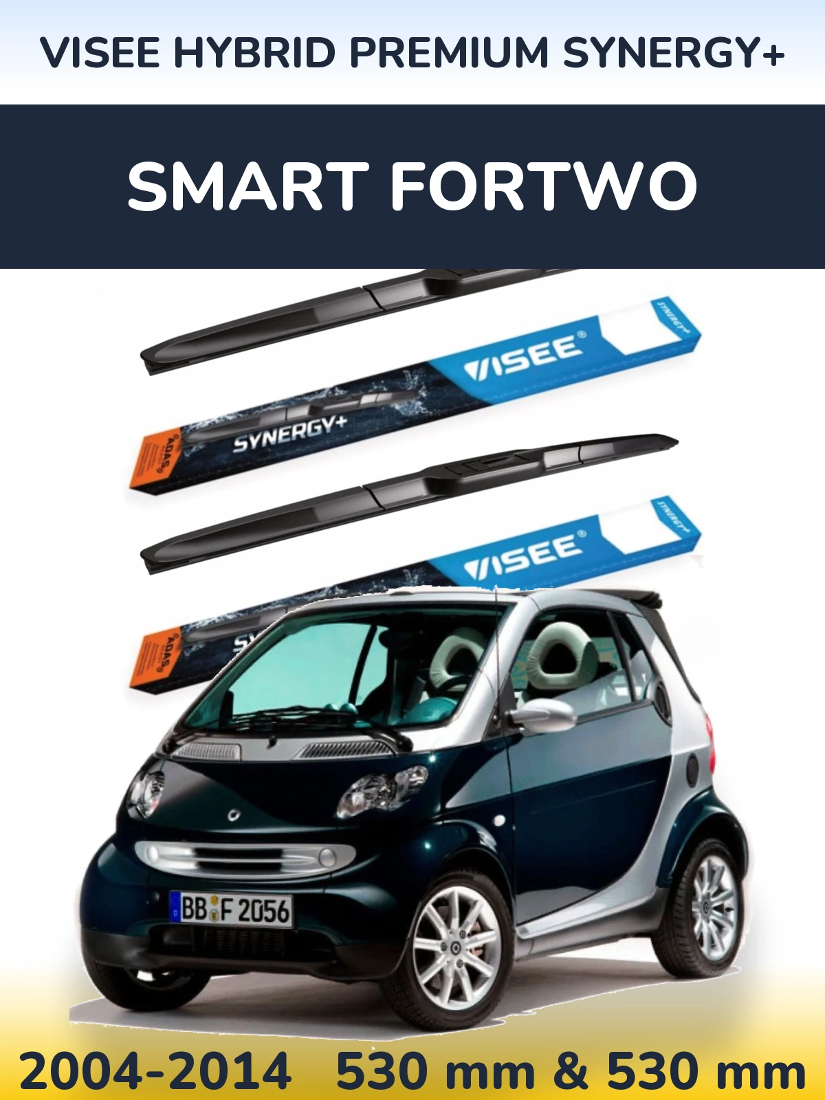 Комплект передніх щіток VISEE HYBRID PREMIUM SYNERGY+ 530 & 530 мм для Smart Fortwo 2004-2014