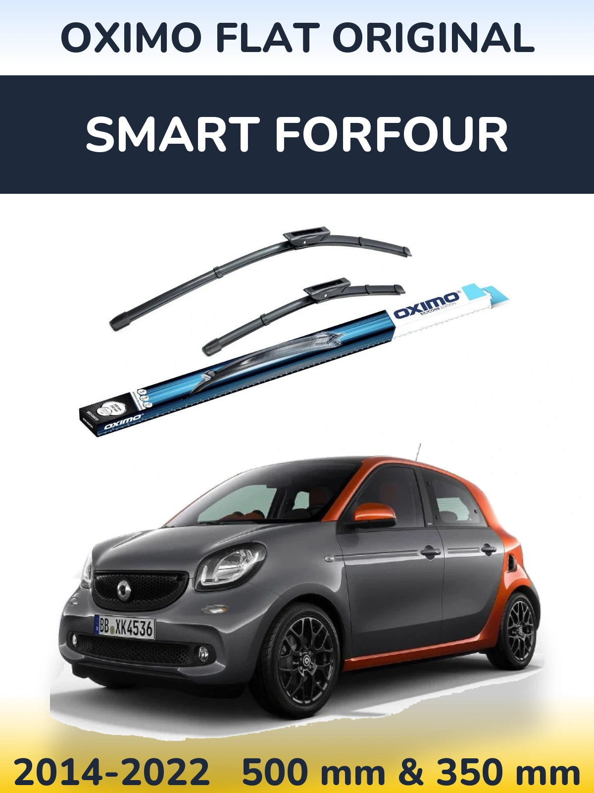 Комплект передних дворников Oximo Flat Original 500 & 350 мм для Smart Forfour 2014-2022