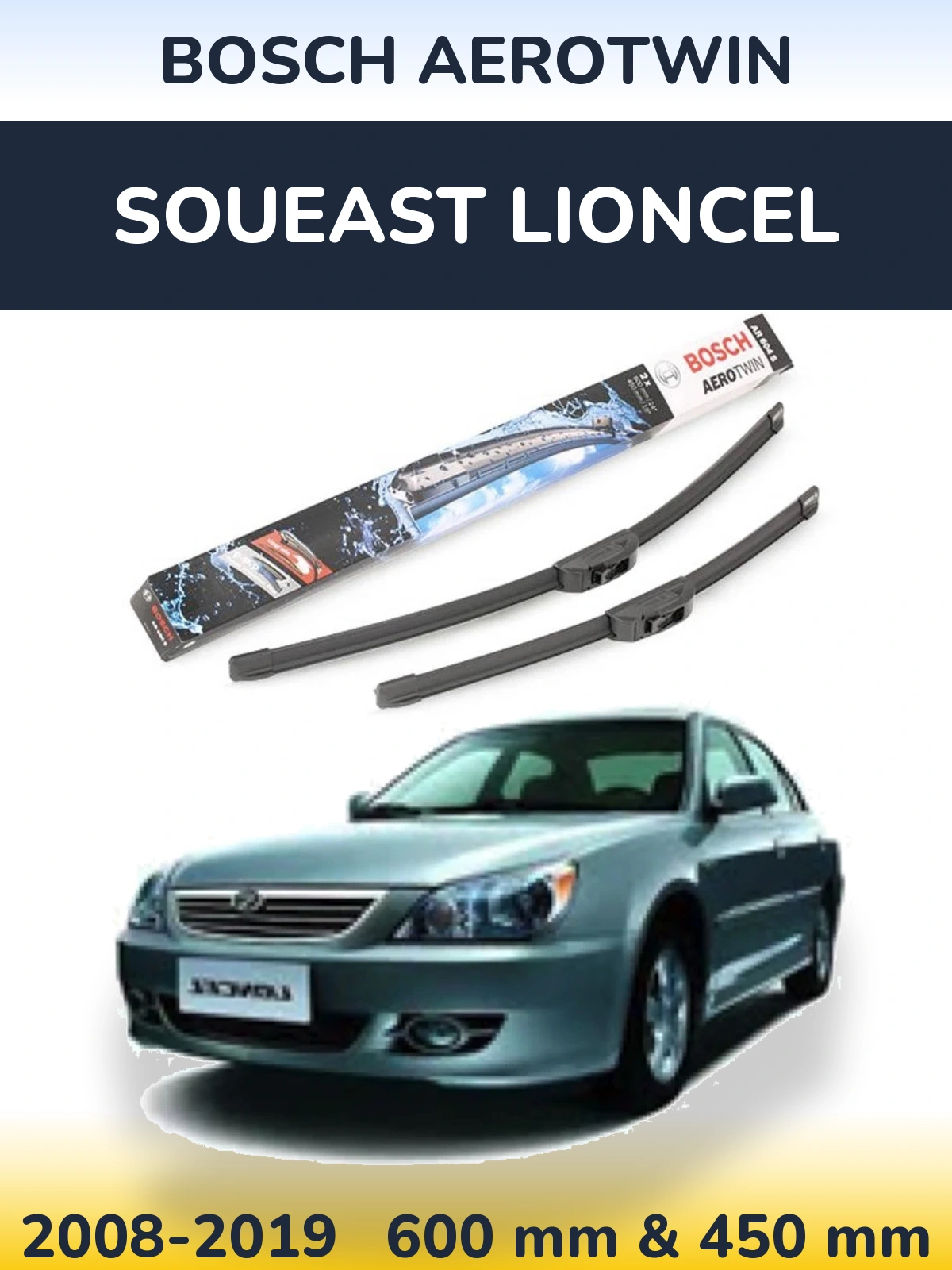 Komplet przednich wycieraczek BOSCH AeroTwin 600 & 450 mm do Soueast Lioncel 2008-2019