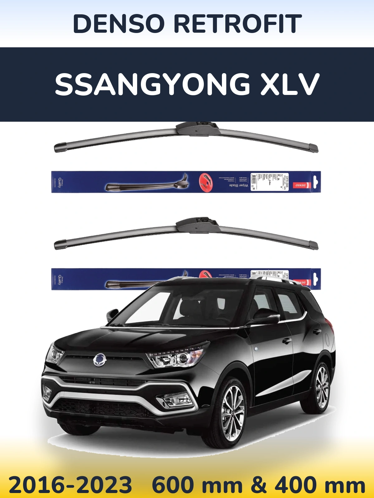 Комплект передних дворников Denso Retrofit 600 & 400 мм для SsangYong XLV 2016-2023