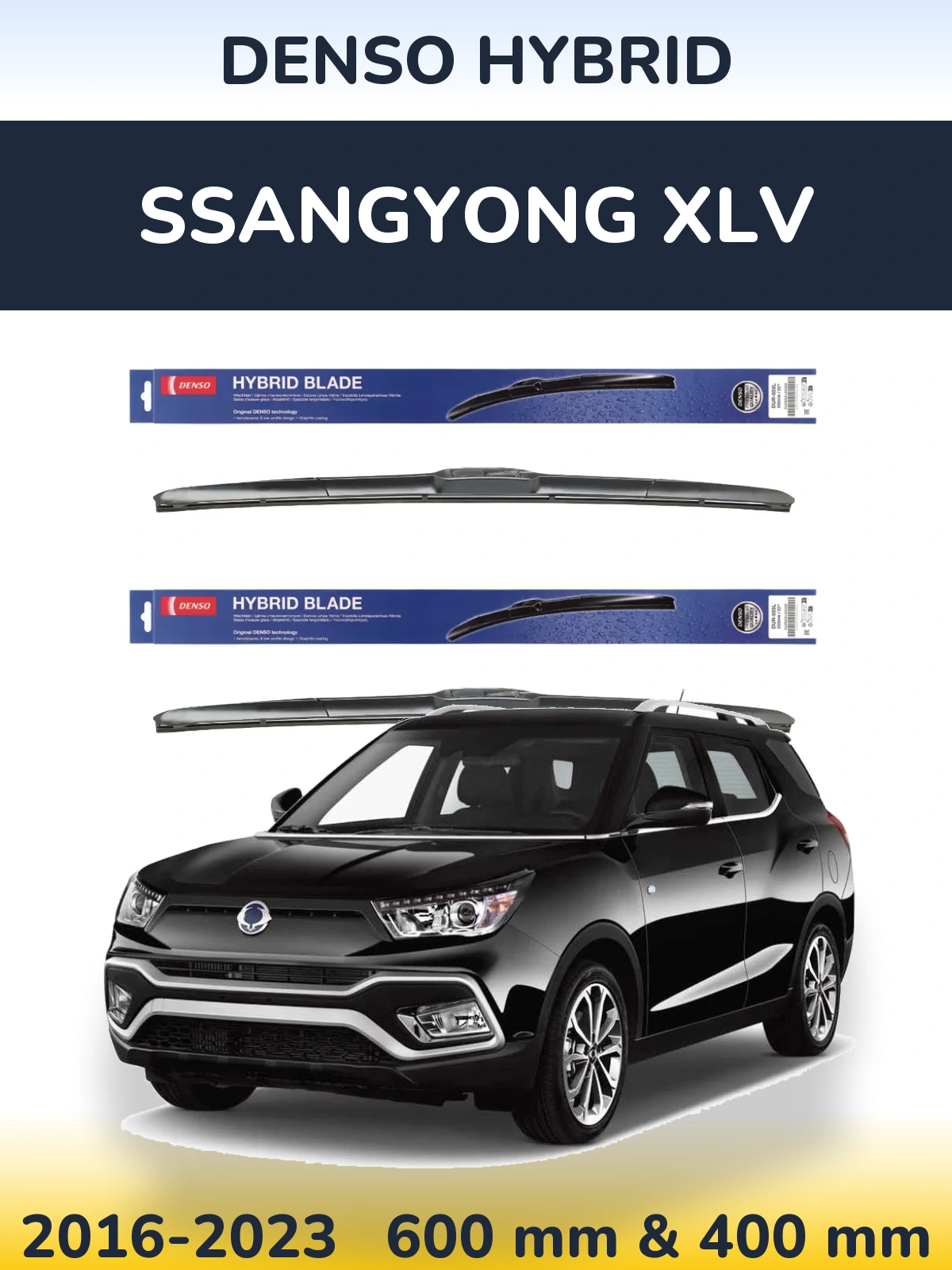 Komplet przednich wycieraczek Denso Hybrid 600 & 400 mm do SsangYong XLV 2016-2023