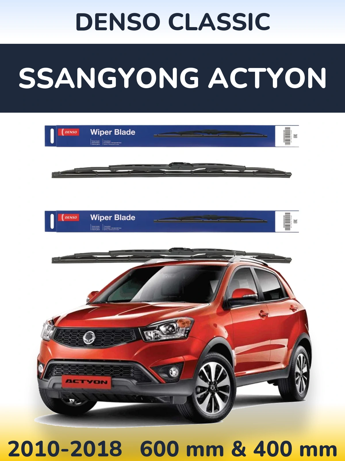 Komplet przednich wycieraczek Denso Classic 600 & 400 mm do SsangYong Actyon 2010-2018