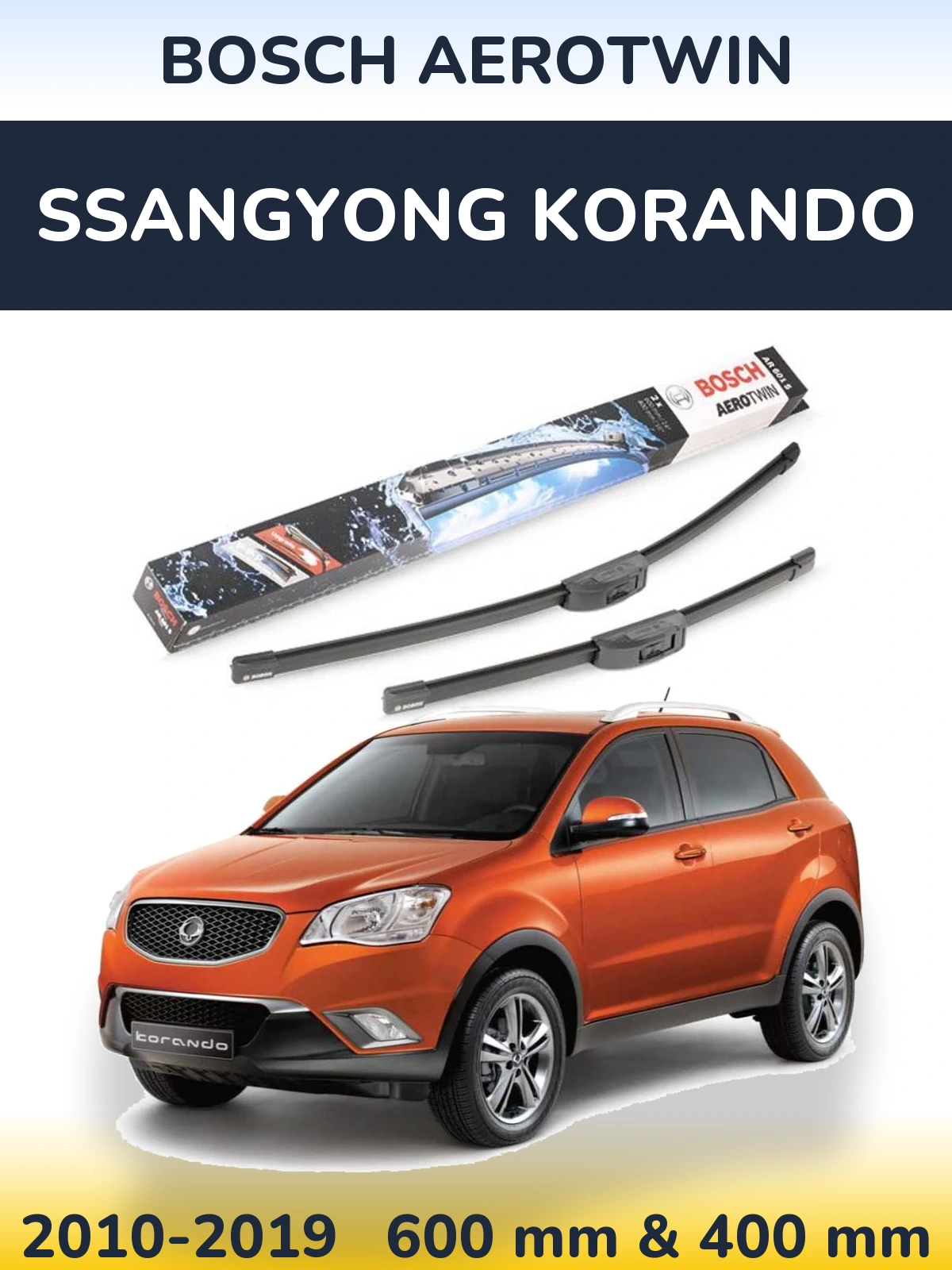 Komplet przednich wycieraczek BOSCH AeroTwin 600 & 400 mm do SsangYong Korando 2010-2019