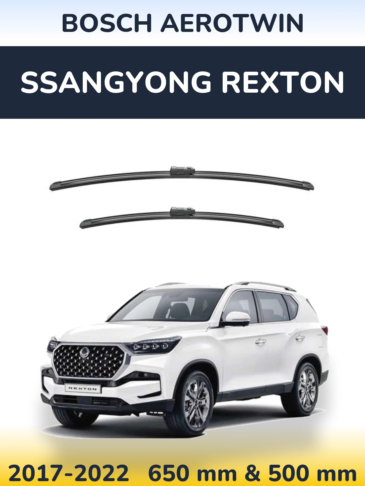 Комплект передних дворников BOSCH AeroTwin 650 & 500 мм для SsangYong Rexton 2017-2022