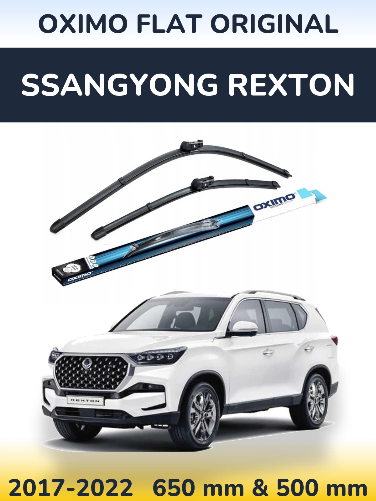Komplet przednich wycieraczek Oximo Flat Original 650 & 500 mm do SsangYong Rexton 2017-2022