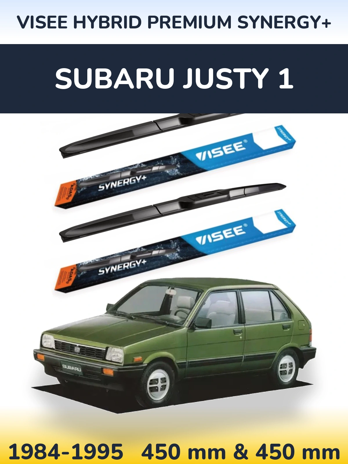 Комплект передніх щіток VISEE HYBRID PREMIUM SYNERGY+ 450 & 450 мм для Subaru Justy 1 1984-1995