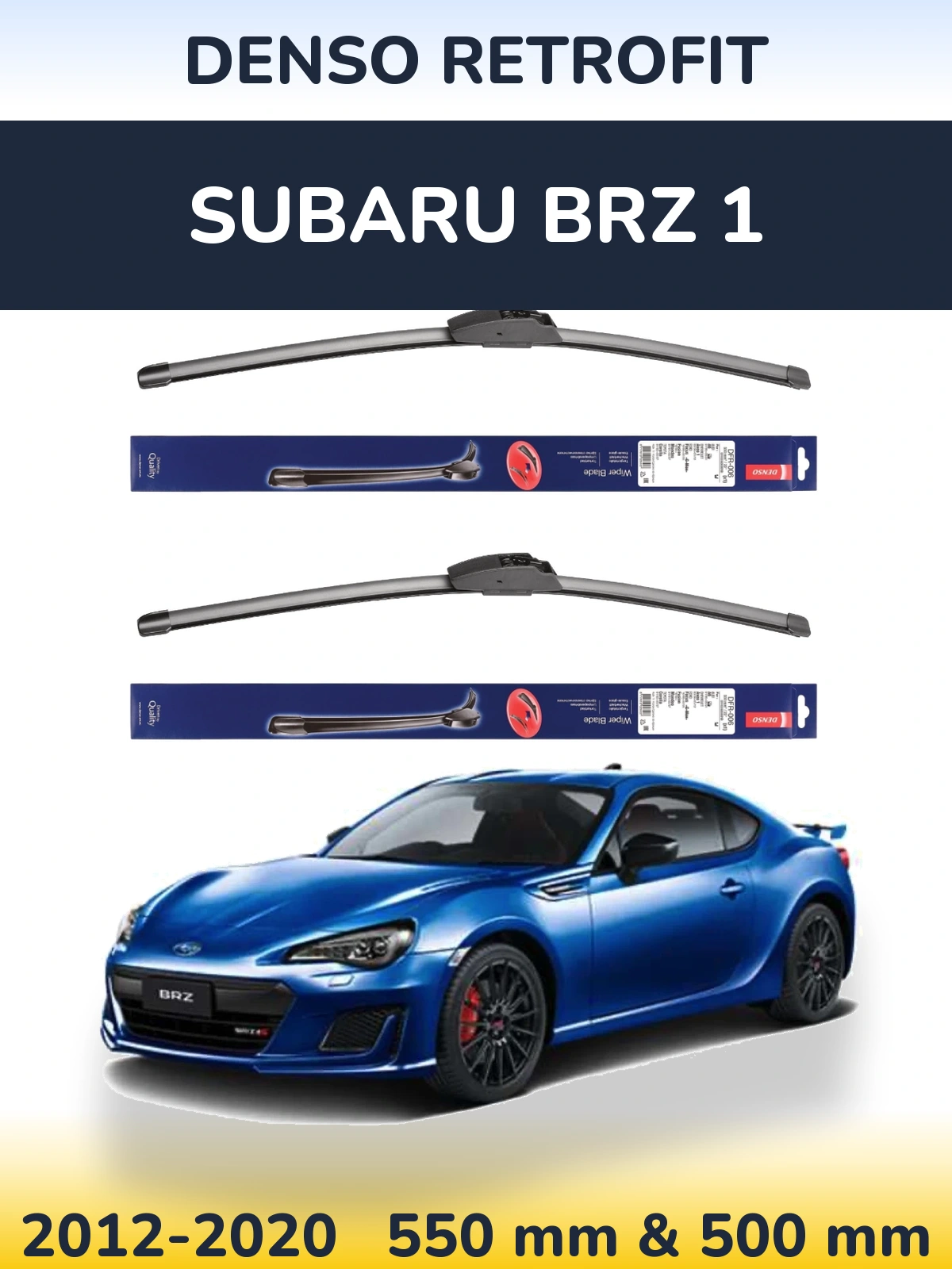 Front wiper blade set Denso Retrofit 550 & 500 mm for Subaru BRZ 1 2012-2020