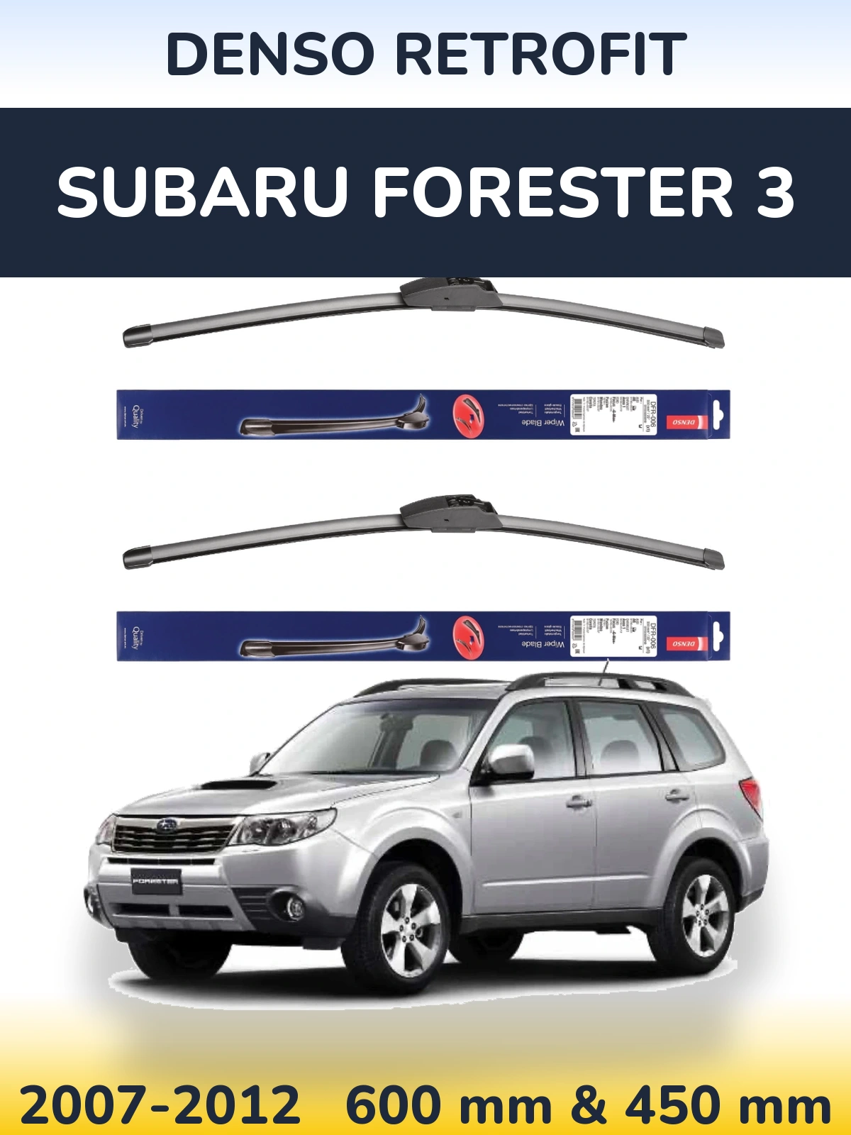 Komplet przednich wycieraczek Denso Retrofit 600 & 450 mm do Subaru Forester 3 2007-2012