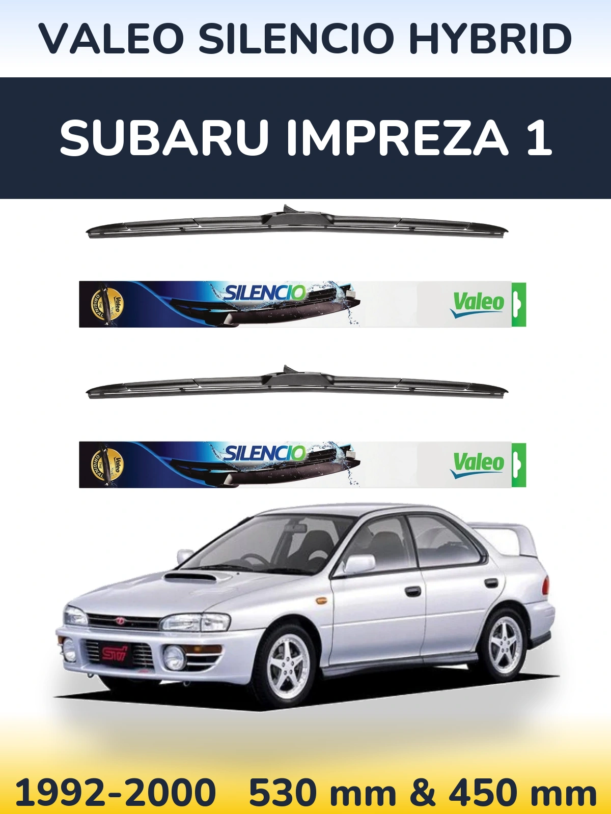 Комплект передних дворников Valeo Silencio Hybrid 530 & 450 мм для Subaru Impreza 1 1992-2000