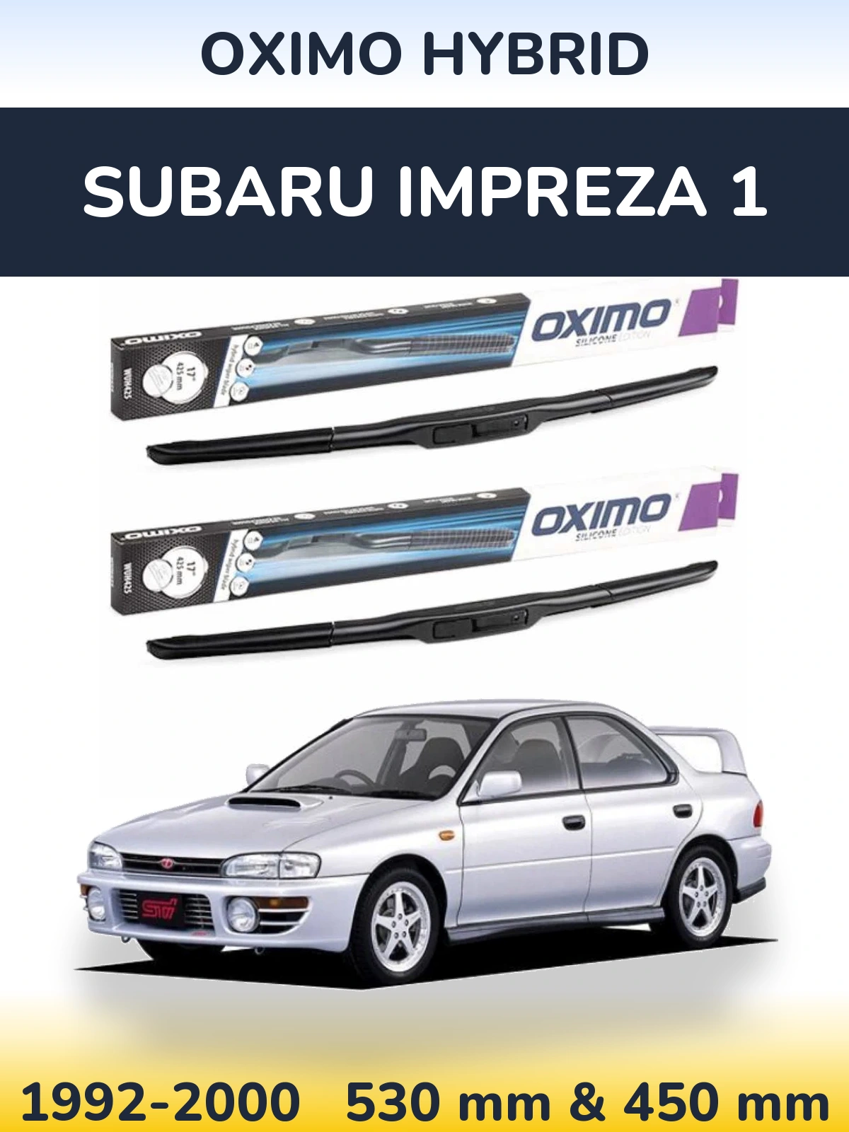 Комплект передних дворников Oximo Hybrid 530 & 450 мм для Subaru Impreza 1 1992-2000