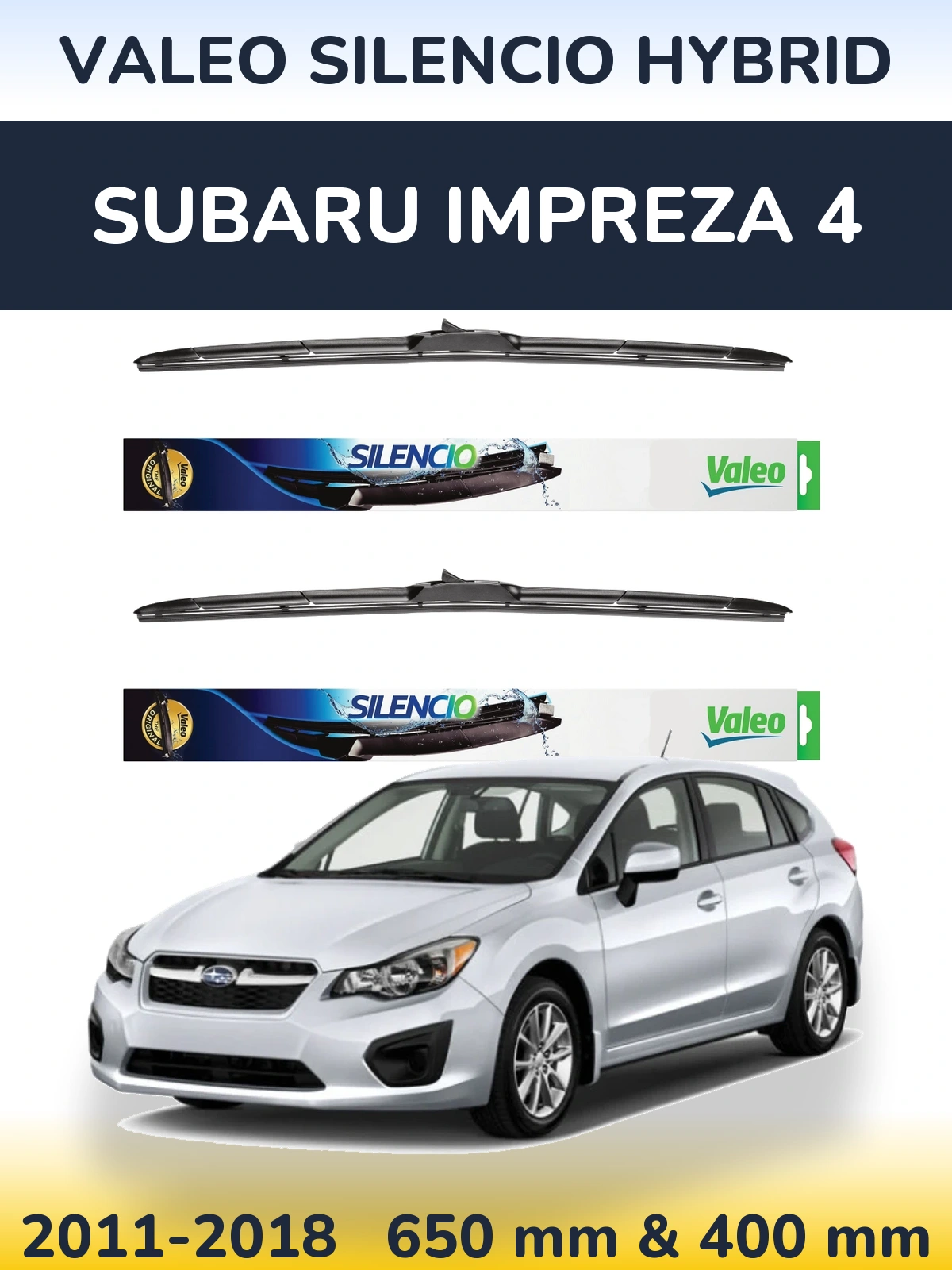 Комплект передних дворников Valeo Silencio Hybrid 650 & 400 мм для Subaru Impreza 4 2011-2018