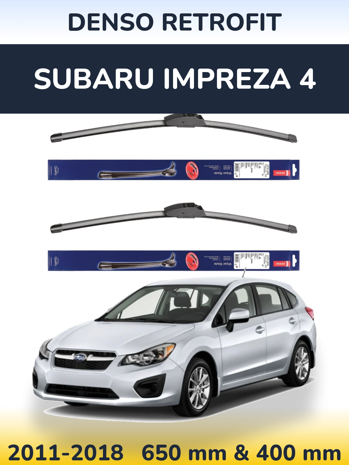 Комплект передних дворников Denso Retrofit 650 & 400 мм для Subaru Impreza 4 2011-2018