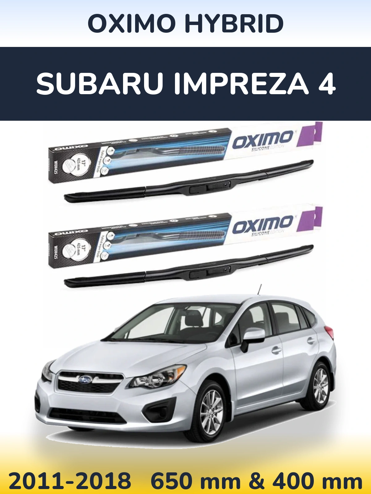 Комплект передних дворников Oximo Hybrid 650 & 400 мм для Subaru Impreza 4 2011-2018