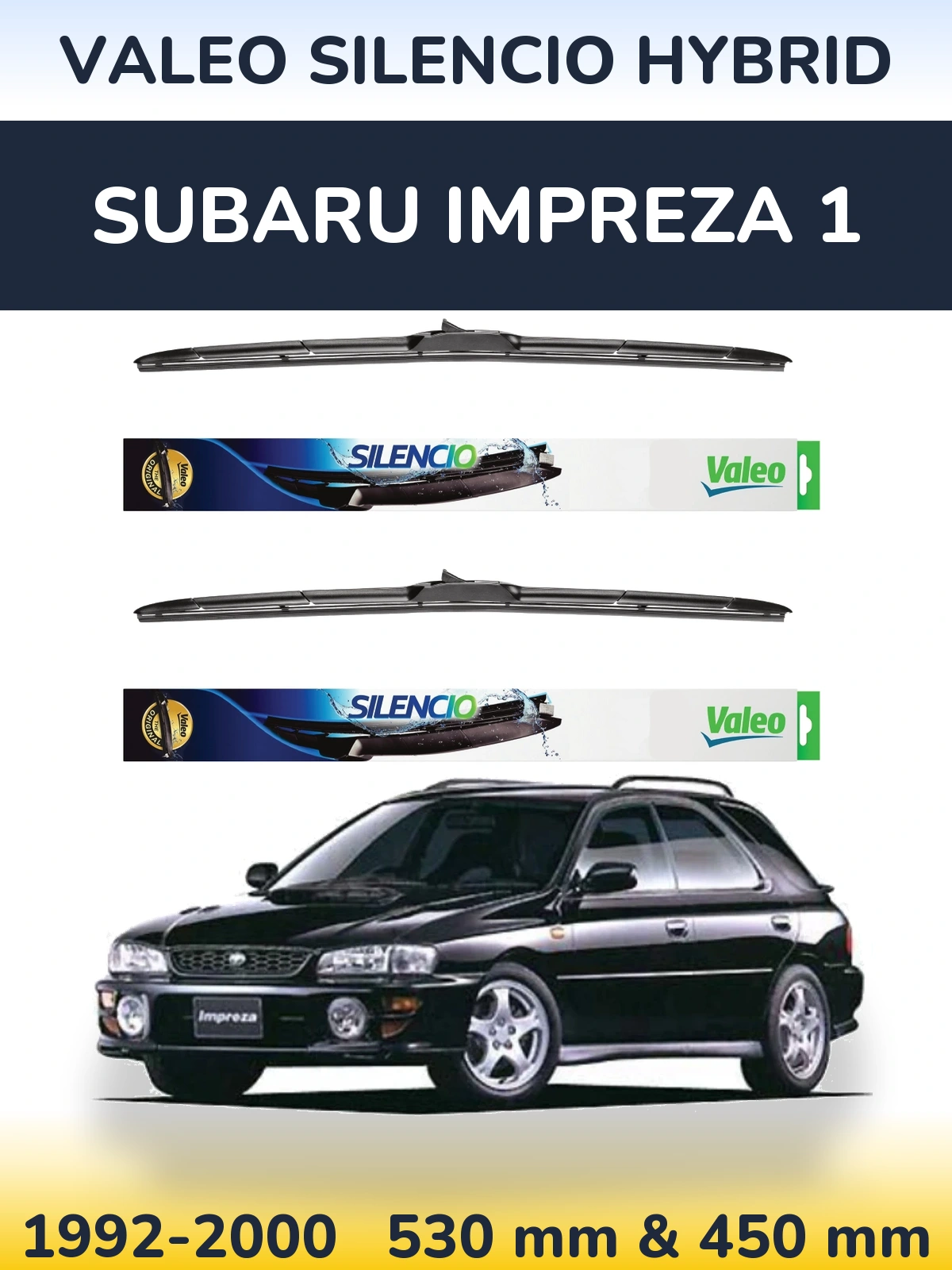 Комплект передних дворников Valeo Silencio Hybrid 530 & 450 мм для Subaru Impreza 1 1992-2000