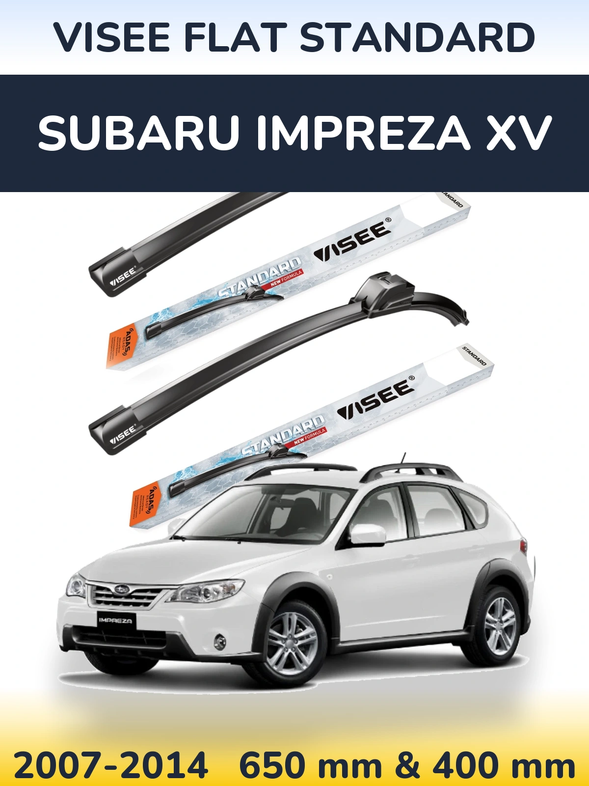 Комплект передніх щіток VISEE FLAT STANDARD 650 & 400 мм для Subaru Impreza XV 2007-2014