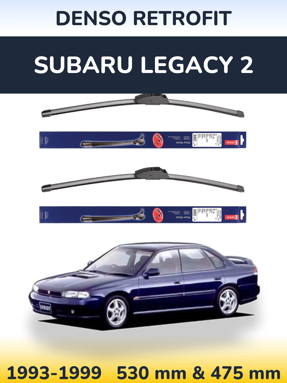 Komplet przednich wycieraczek Denso Retrofit 530 & 475 mm do Subaru Legacy 2 1993-1999