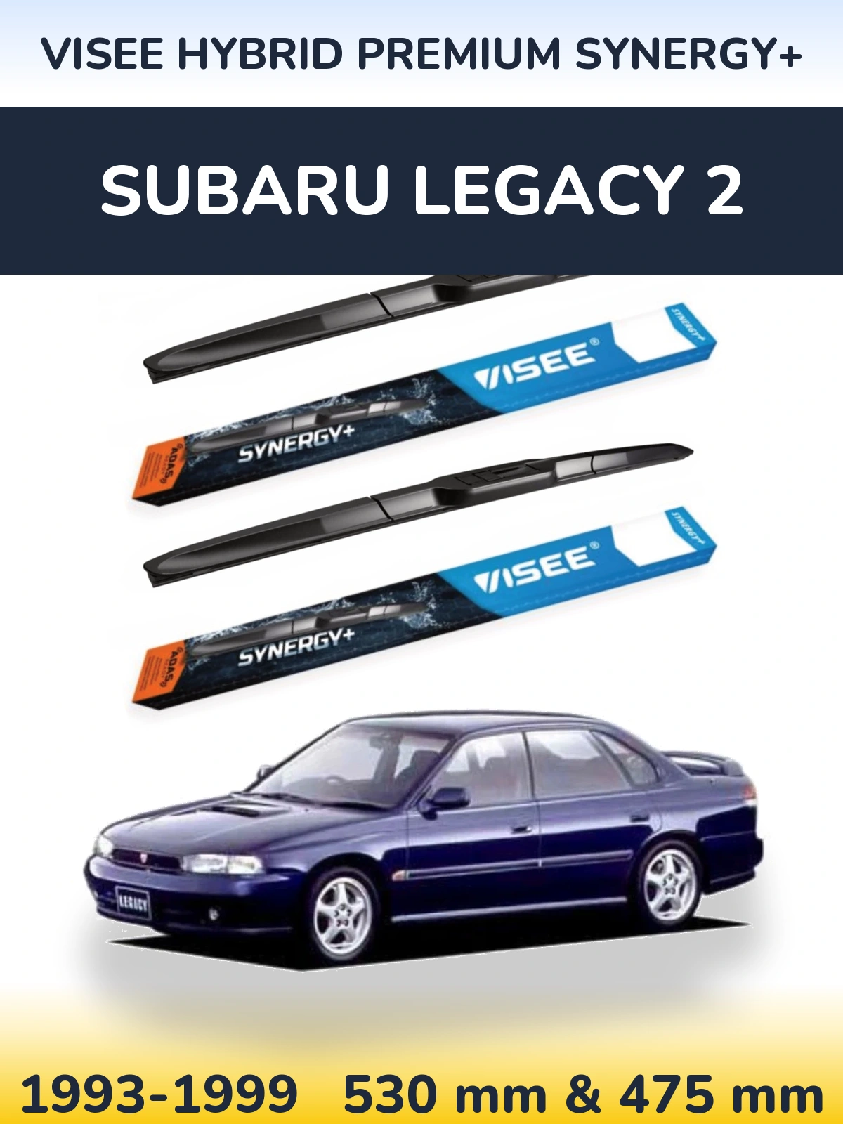 Komplet przednich wycieraczek VISEE HYBRID PREMIUM SYNERGY+ 530 & 475 mm do Subaru Legacy 2 1993-1999