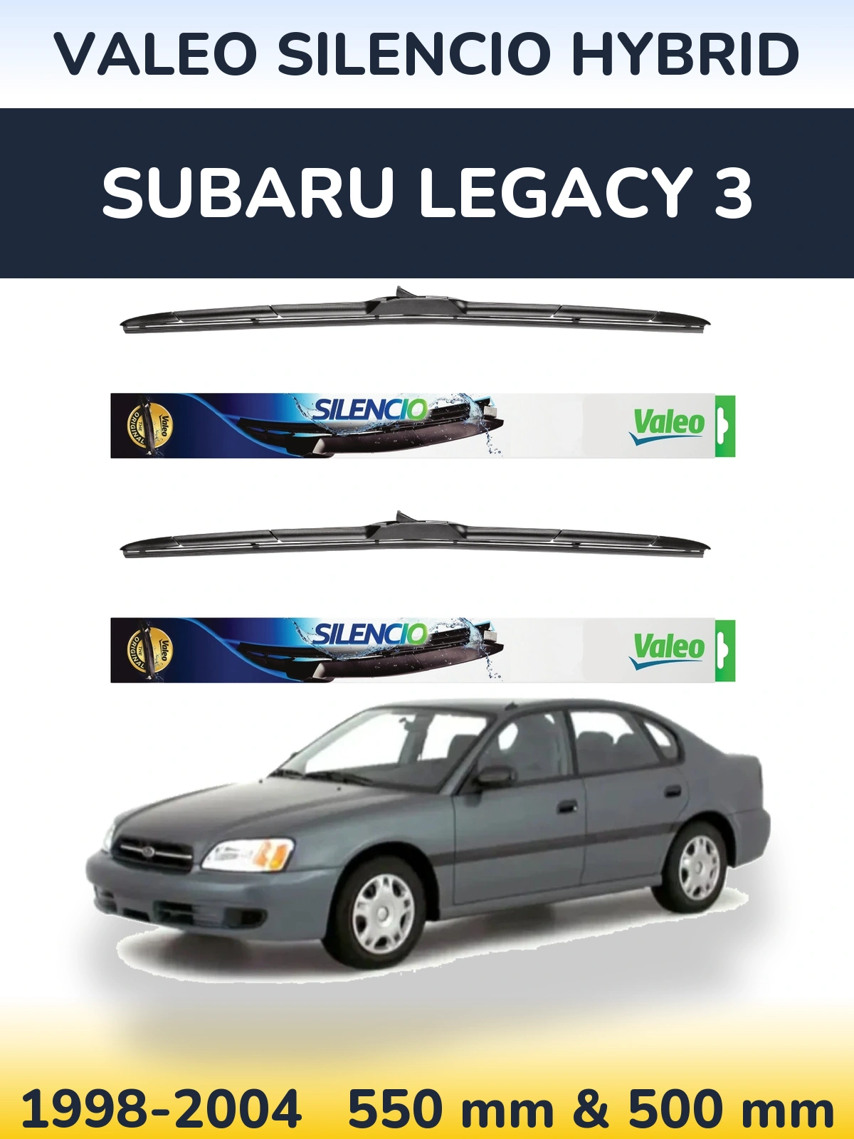 Komplet przednich wycieraczek Valeo Silencio Hybrid 550 & 500 mm do Subaru Legacy 3 1998-2004
